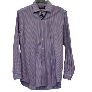 Men's Ralph Lauren Polo Purple Striped Long Sleeve Dress Shirt Size 15